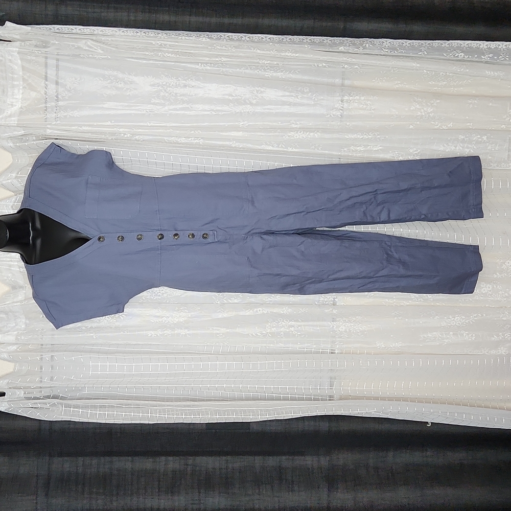 NWT Madewell Blue Chambre Cap Sleeve Jumpsuit Romper Coveralls Women's SzM